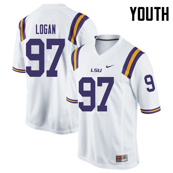 Youth #97 Glen Logan LSU Tigers College Football Jerseys Sale-White - Click Image to Close